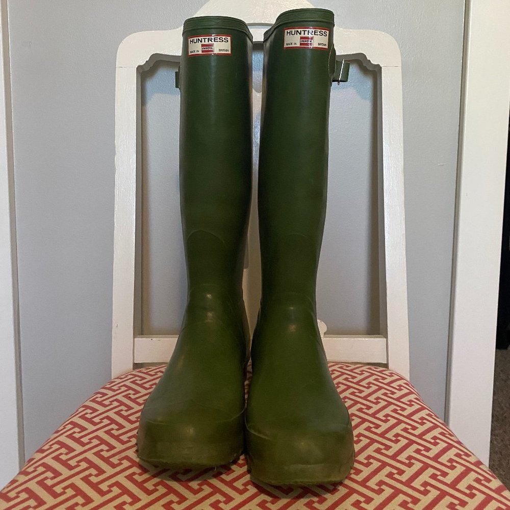 Vintage Huntress Green Rain Boot Wellies Size 8